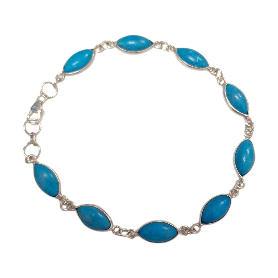 GeoFossils Sterling Silver Bracelet with Natural Kingman Turquoise Marquise Cabochons bracelet 1
