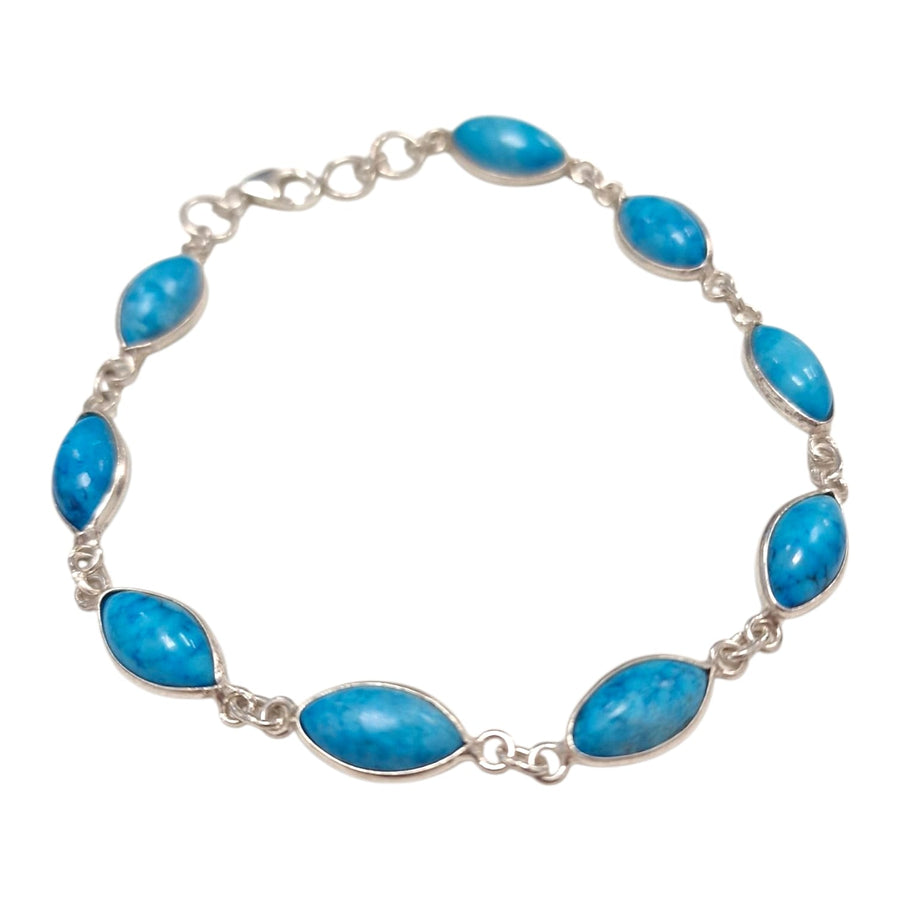 GeoFossils Sterling Silver Bracelet with Natural Kingman Turquoise Marquise Cabochons bracelet 3