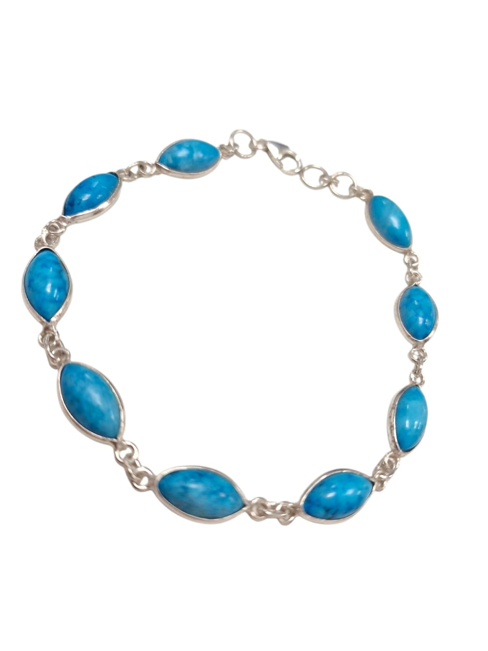 GeoFossils Sterling Silver Bracelet with Natural Kingman Turquoise Marquise Cabochons bracelet 3
