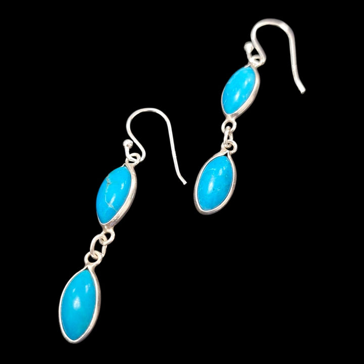 Sterling Silver Turquoise Marquise Earrings – Kingman Turquoise