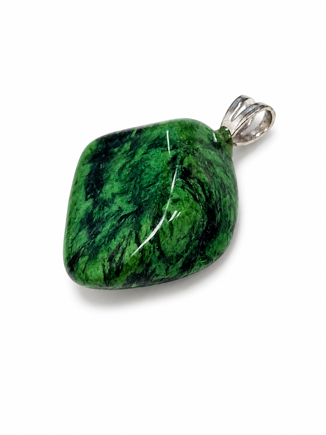 Polished Maw Sit Sit pendant in sterling silver with natural Burmese mineral formation