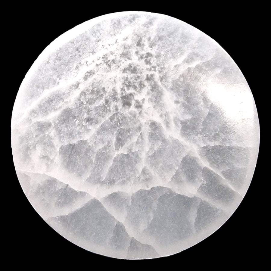 GeoFossils 10cm Selenite Charging Disc – smooth round crystal cleansing plate for energy work