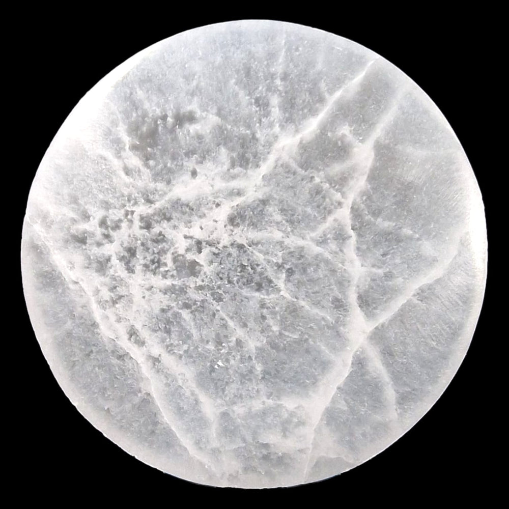 GeoFossils 10cm Selenite Charging Disc – smooth round crystal cleansing plate for energy work