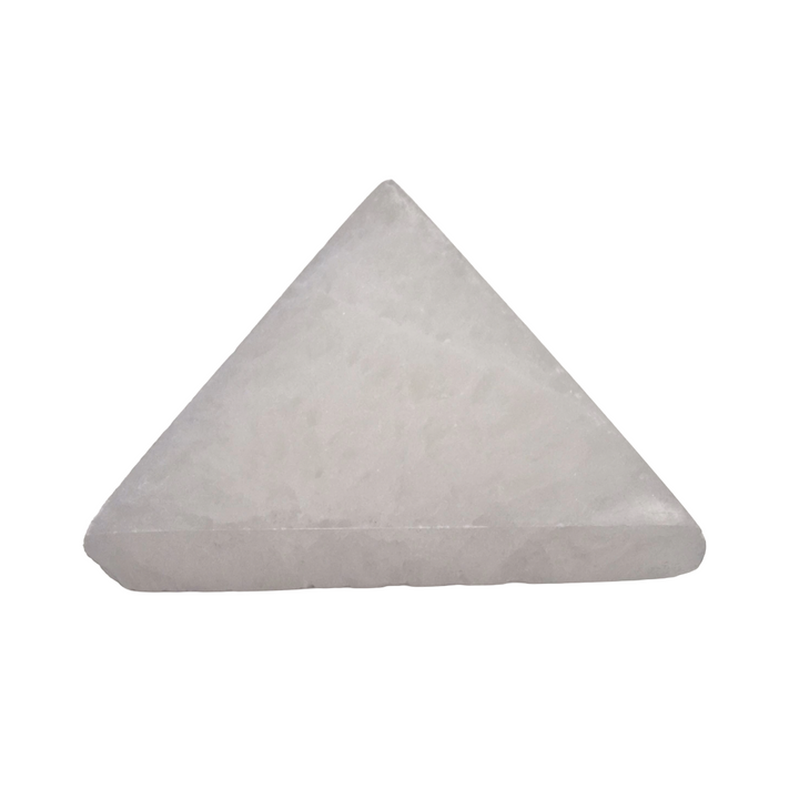 Selenite Triangle Charging Disc 80mm shown on white background.