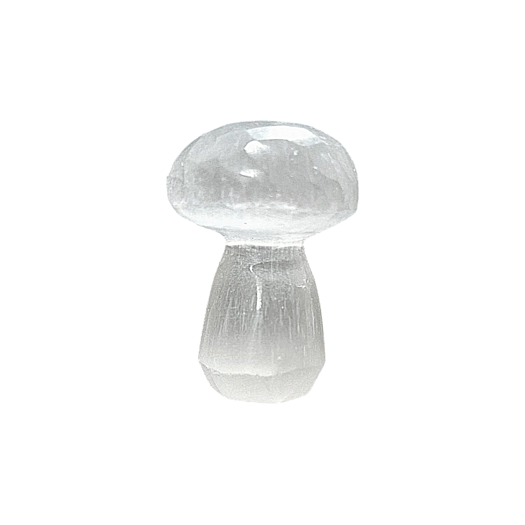 Back of Selenite Mushroom 2 cm crystal carving.