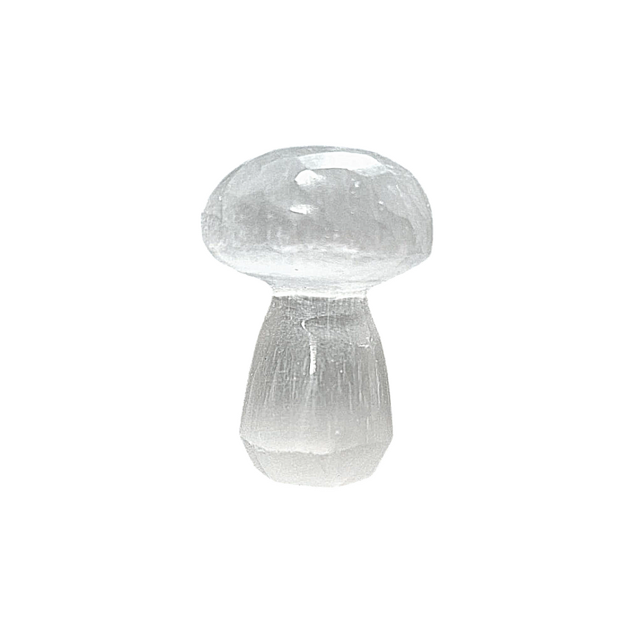 Back of Selenite Mushroom 2 cm crystal carving.