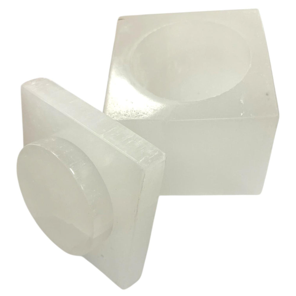 Selenite square charging box with lid for overnight crystal cleansing and safe spiritual storage