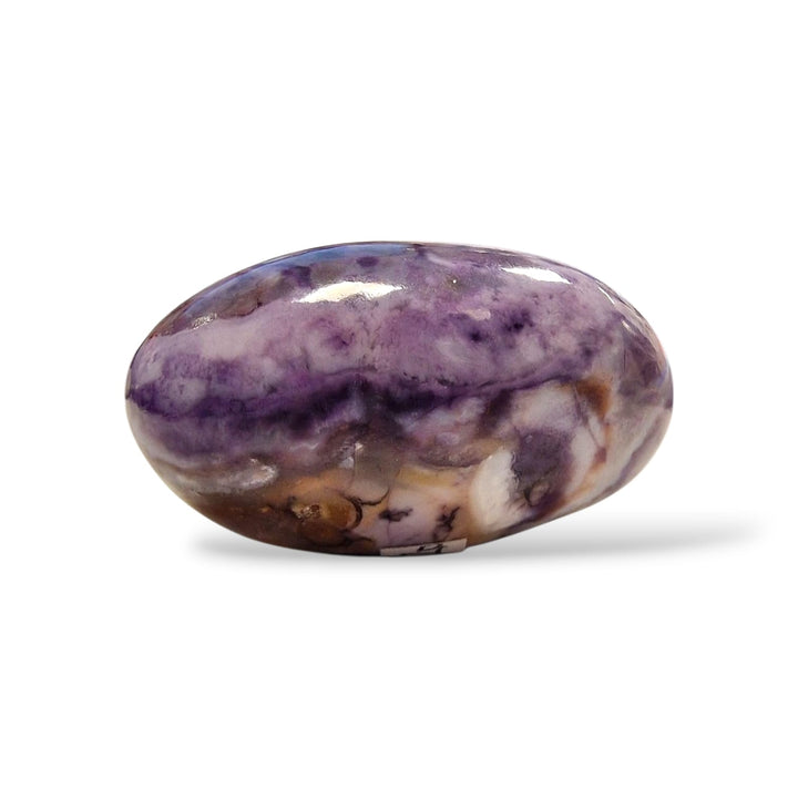 GeoFossils Tiffany Stone Shiva Lingham 28mm – Deep purple opalised fluorite with black veining and cream marbling for energy flow and balance