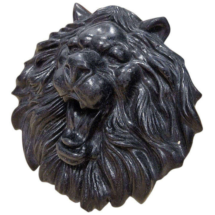 Shungite Lion Plaque – black carved crystal symbol of courage, protection, and grounding