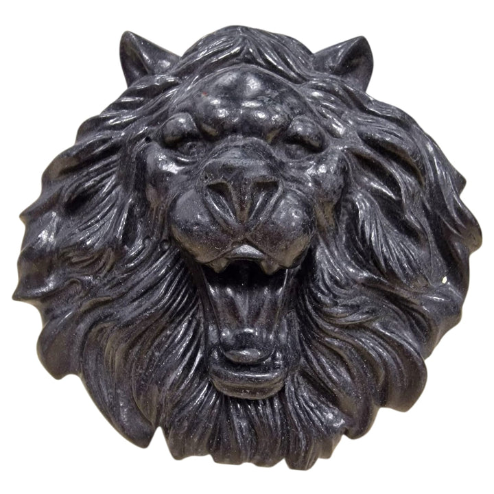 Powerful lion totem on Shungite – grounding crystal decor for strength and clarity