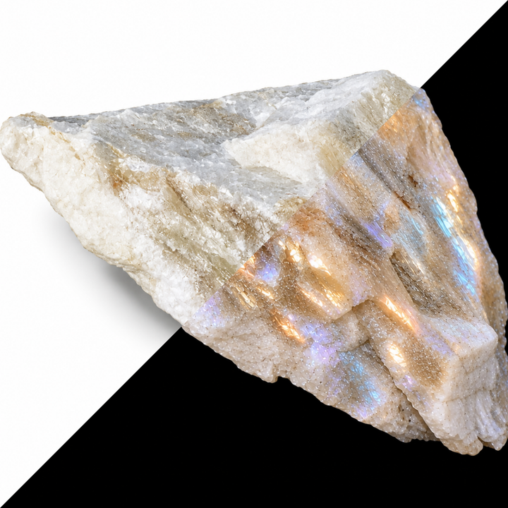 GeoFossils Sphalerite Specimen 179 comparing its daylight appearance with white to yellow fluorescence under Long Wave (LW) UV at 365 nm