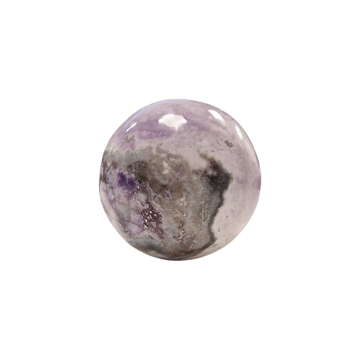 GeoFossils 23mm Tiffany Stone Sphere – Pale lavender opalised fluorite with soft banding for peaceful communication and spiritual alignment