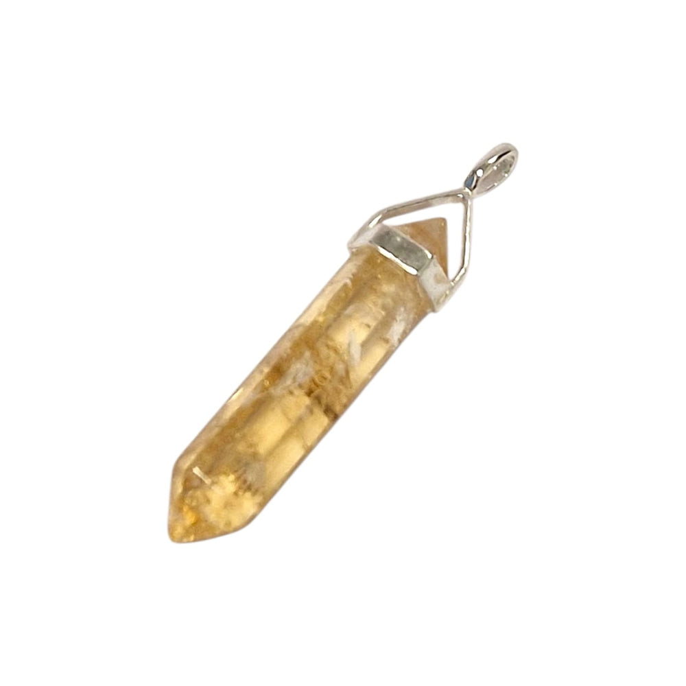 GeoFossils Citrine Double Terminated Pendant – sterling silver energy pendant for motivation and abundance