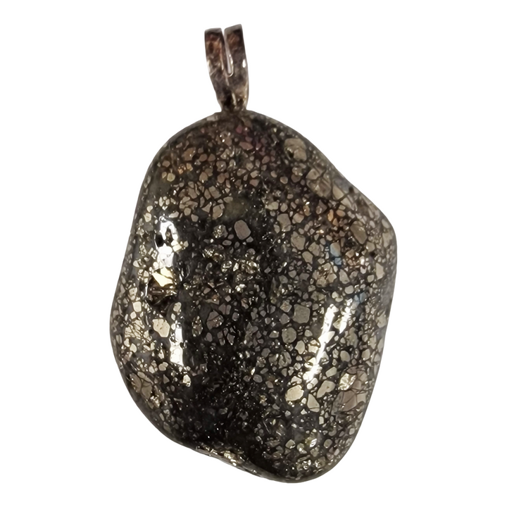 GeoFossils Marcasite Sterling Silver Pendant – Peruvian metallic crystal in sterling silver – clarity, determination, and protection jewellery – handmade in the UK.