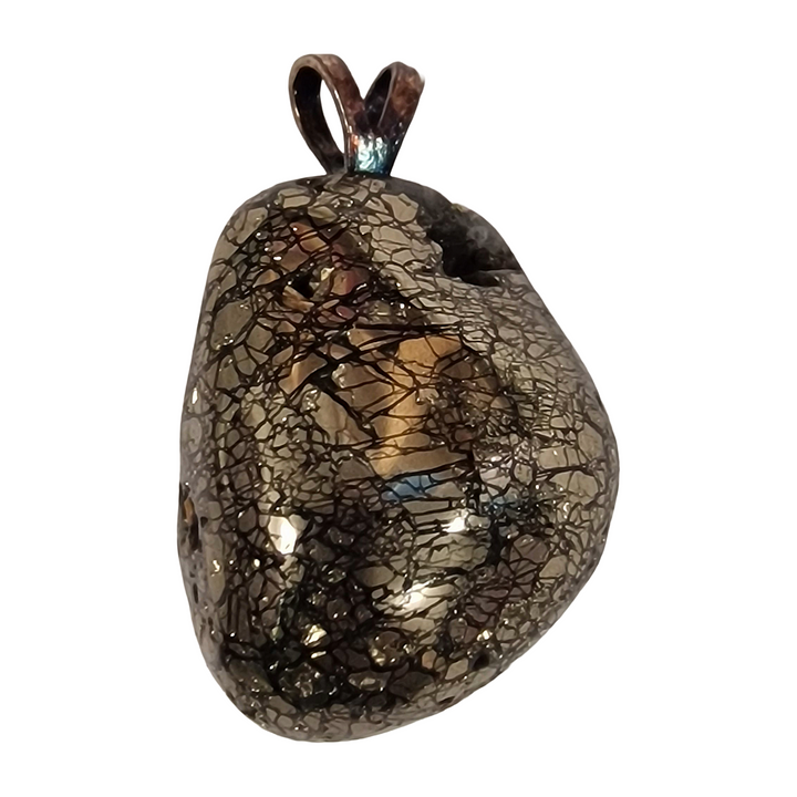 GeoFossils Marcasite Sterling Silver Pendant – Peruvian metallic crystal in sterling silver – clarity, determination, and protection jewellery – handmade in the UK.