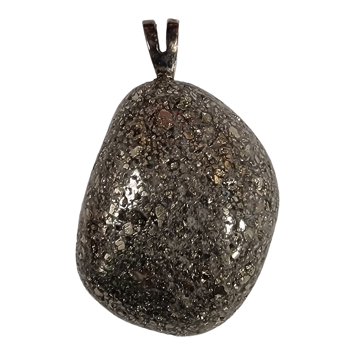 GeoFossils Marcasite Sterling Silver Pendant – Peruvian metallic crystal in sterling silver – clarity, determination, and protection jewellery – handmade in the UK.