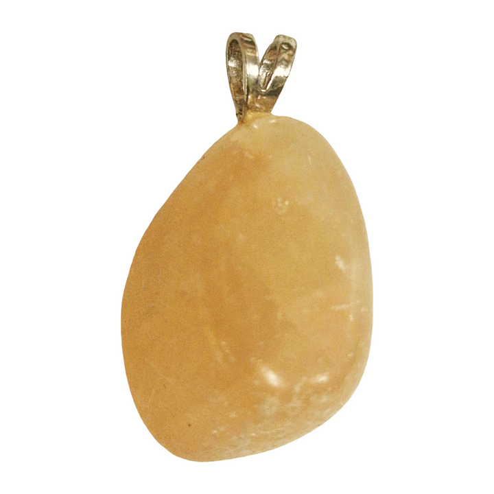 GeoFossils Orange Selenite Sterling Silver Pendant – Moroccan peach-orange crystal in sterling silver setting – cleansing, harmony, and vitality jewellery – handmade in the UK.