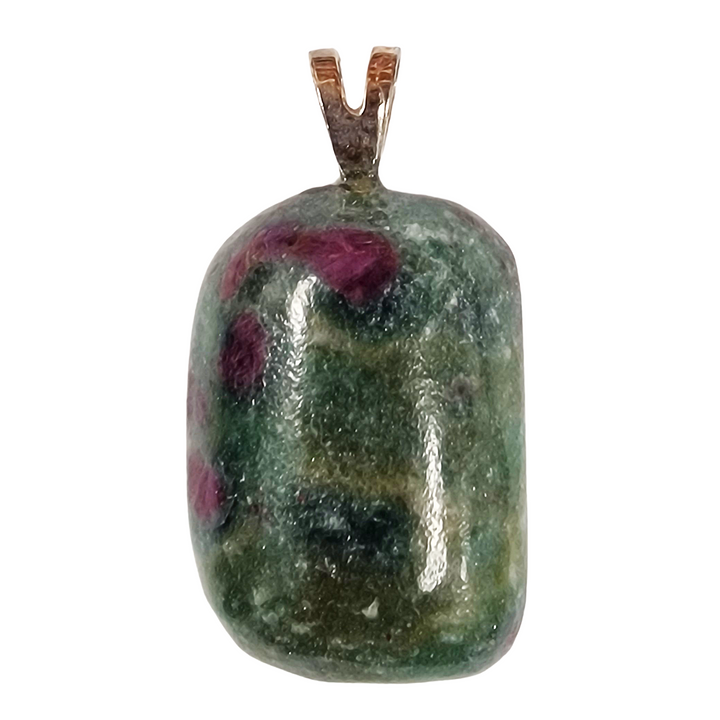 GeoFossils Ruby in Fuchsite Sterling Silver Pendant – Indian green and red gemstone in sterling silver setting – passion, healing, and emotional balance jewellery – handmade in the UK.