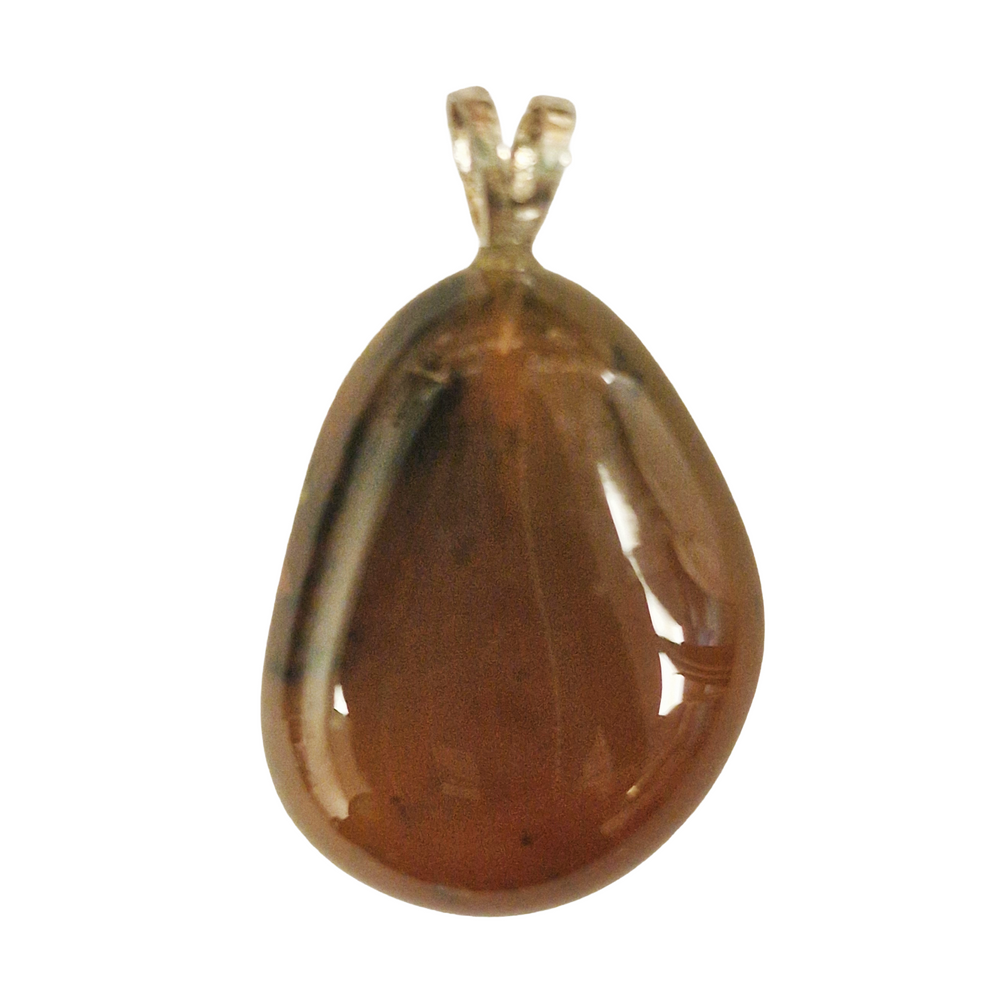 GeoFossils Sardonyx Sterling Silver Pendant – Indian red, brown, and white banded gemstone in sterling silver setting – courage, protection, and grounding jewellery – handmade in the UK.