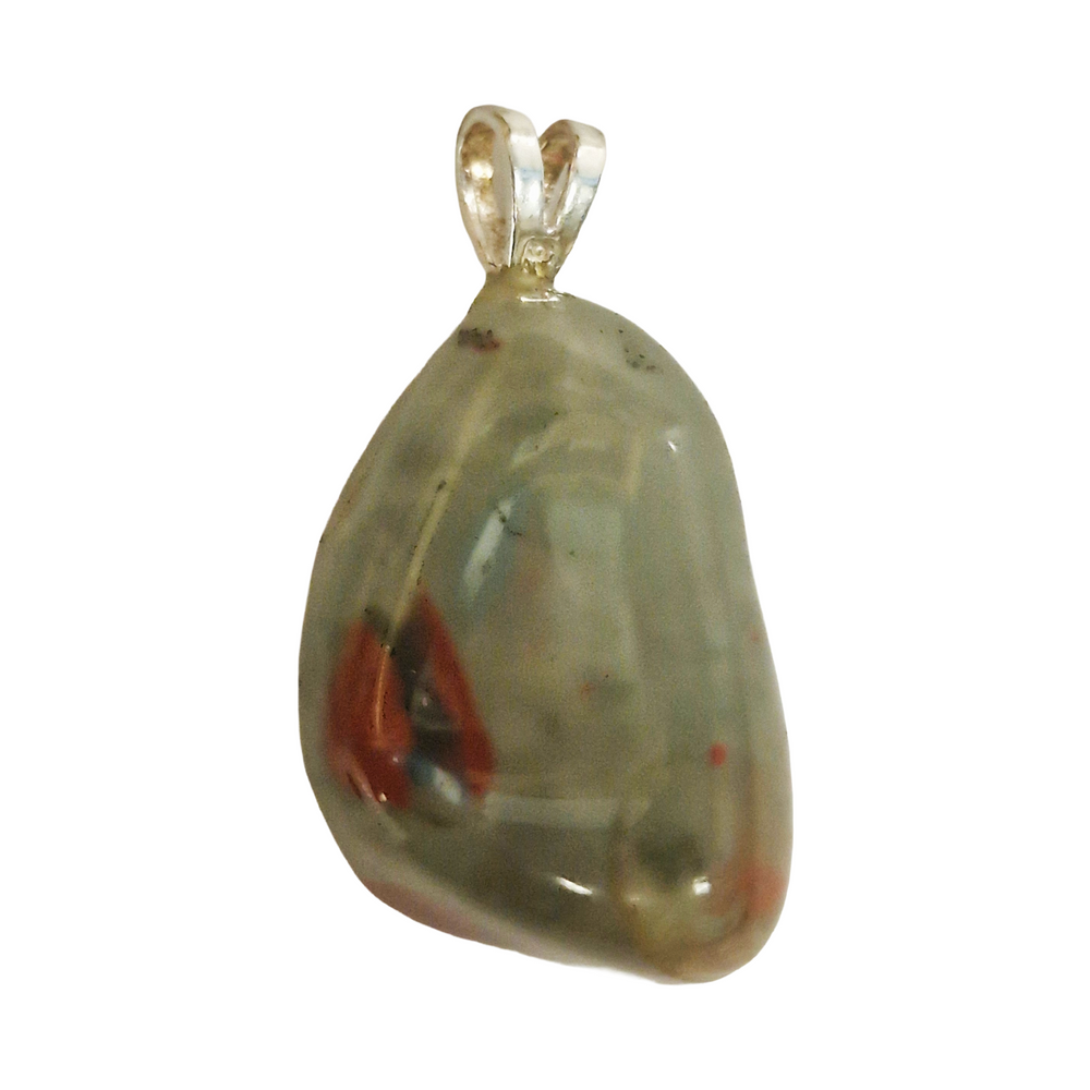 GeoFossils Sardonyx Sterling Silver Pendant – Indian red, brown, and white banded gemstone in sterling silver setting – courage, protection, and grounding jewellery – handmade in the UK.