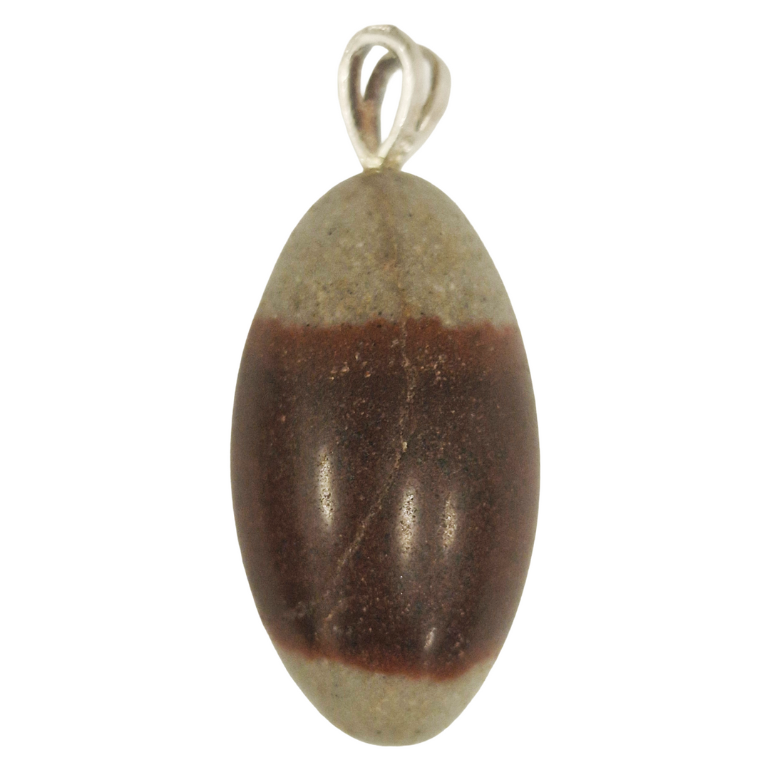 GeoFossils Shiva Lingham Sterling Silver Pendant – Indian sacred river stone in sterling silver setting – balance, vitality, and transformation jewellery – handmade in the UK.