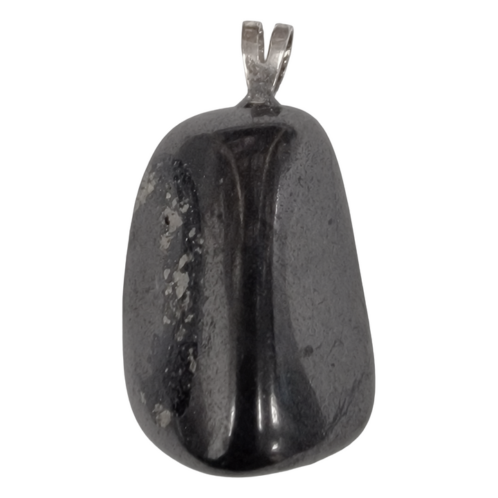 GeoFossils Shungite Sterling Silver Pendant – Russian black protective crystal in sterling silver – grounding, EMF protection, and purification jewellery – handmade in the UK.