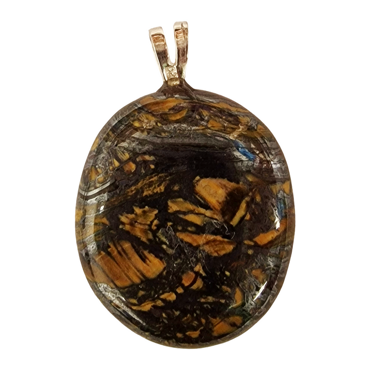 GeoFossils Tiger Iron Sterling Silver Pendant – Australian gemstone with tiger’s eye, hematite, and red jasper – strength, vitality, and protection jewellery – handmade in the UK.