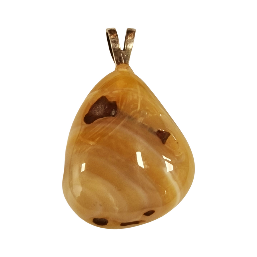 GeoFossils Yellow Fluorite Sterling Silver Pendant – Chinese golden crystal in sterling silver setting – confidence, clarity, and creativity jewellery – handmade in the UK.