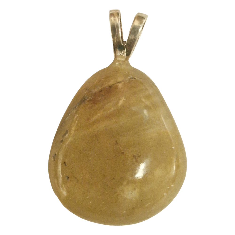 GeoFossils Yellow Sapphire Sterling Silver Pendant – Sri Lankan golden gemstone in sterling silver setting – prosperity, wisdom, and positivity jewellery – handmade in the UK.