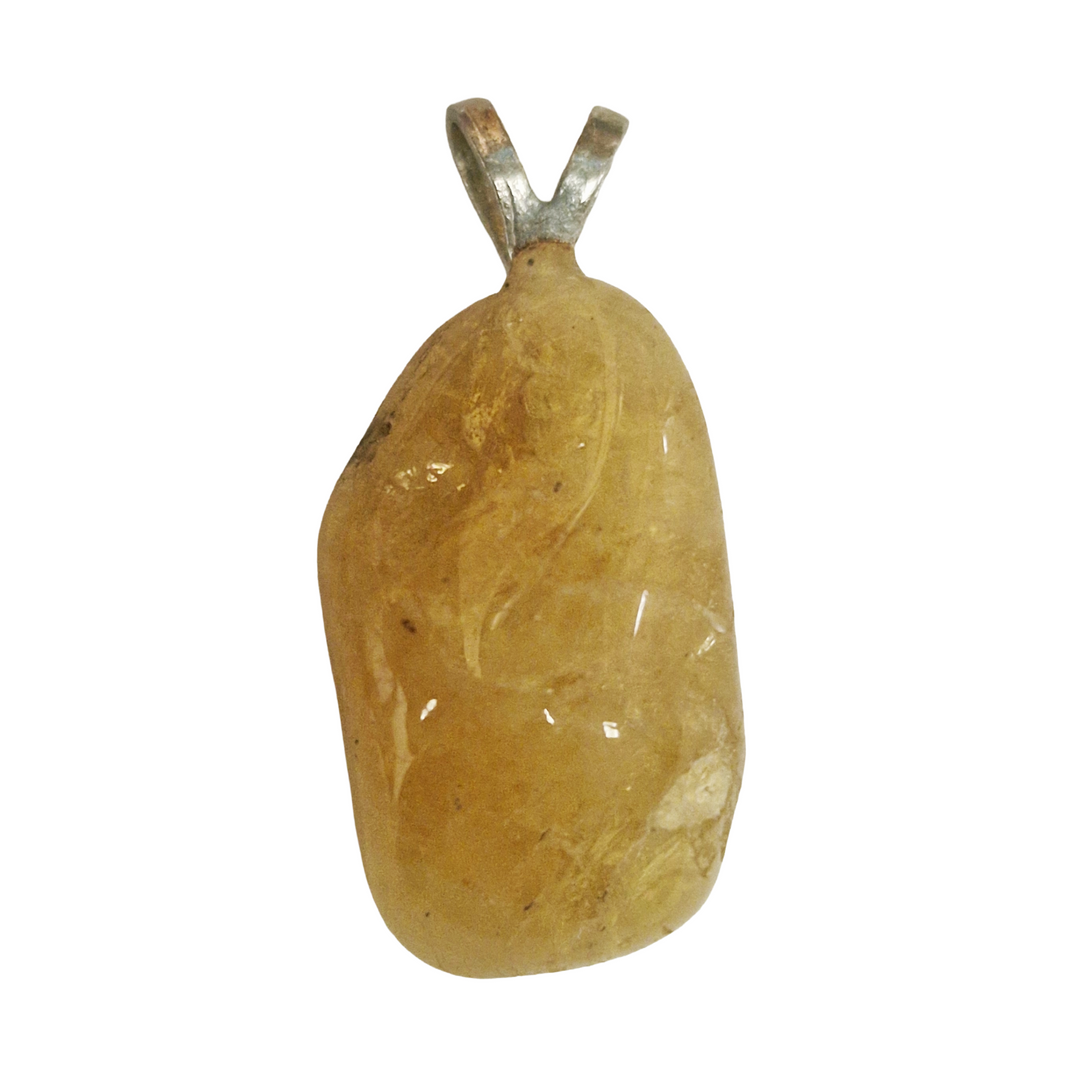 GeoFossils Yellow Sapphire Sterling Silver Pendant – Sri Lankan golden gemstone in sterling silver setting – prosperity, wisdom, and positivity jewellery – handmade in the UK.