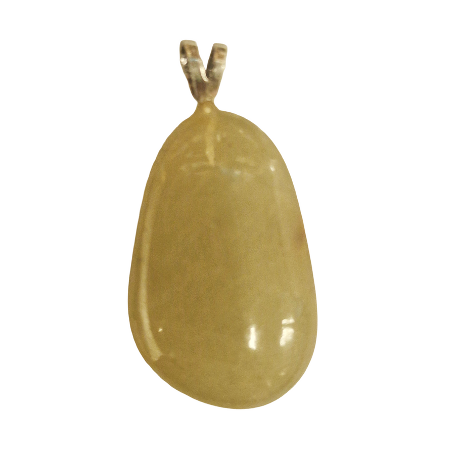 GeoFossils Yellow Sapphire Sterling Silver Pendant – Sri Lankan golden gemstone in sterling silver setting – prosperity, wisdom, and positivity jewellery – handmade in the UK.