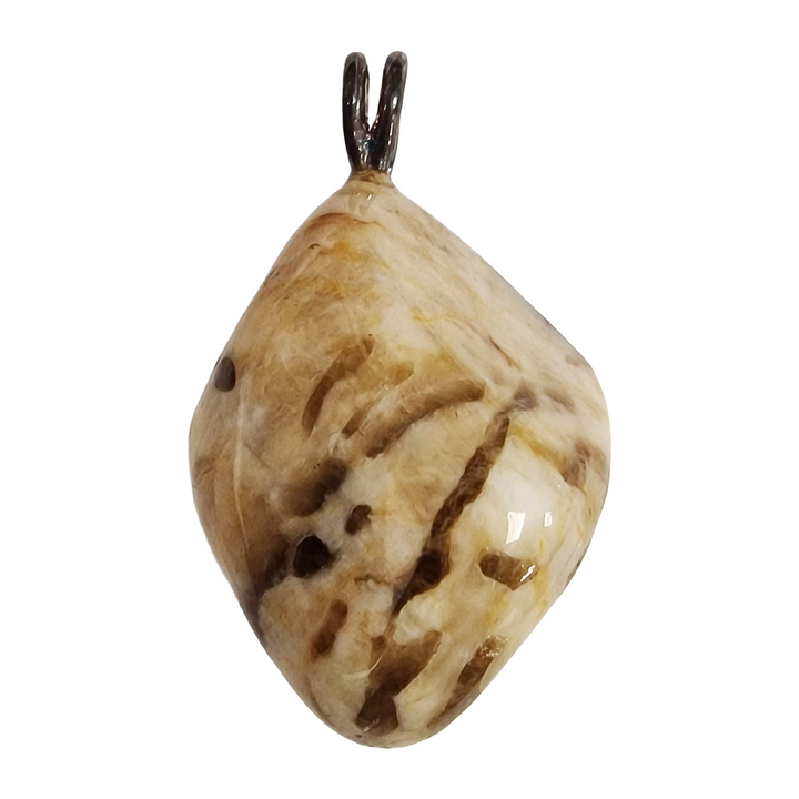GeoFossils Zebradorite Sterling Silver Pendant – earthy patterned crystal in silver setting for grounding, balance and emotional harmony