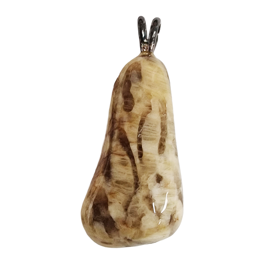 GeoFossils Zebradorite Sterling Silver Pendant – earthy patterned crystal in silver setting for grounding, balance and emotional harmony