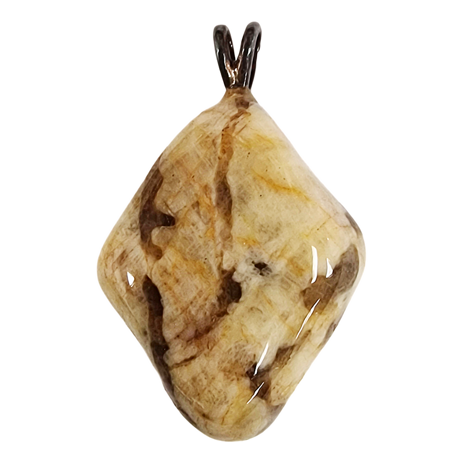 GeoFossils Zebradorite Sterling Silver Pendant – earthy patterned crystal in silver setting for grounding, balance and emotional harmony