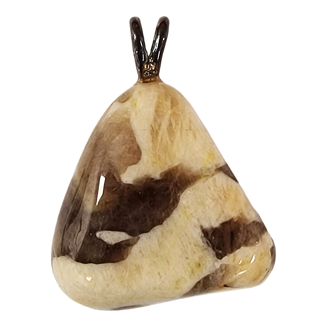 GeoFossils Zebradorite Sterling Silver Pendant – earthy patterned crystal in silver setting for grounding, balance and emotional harmony