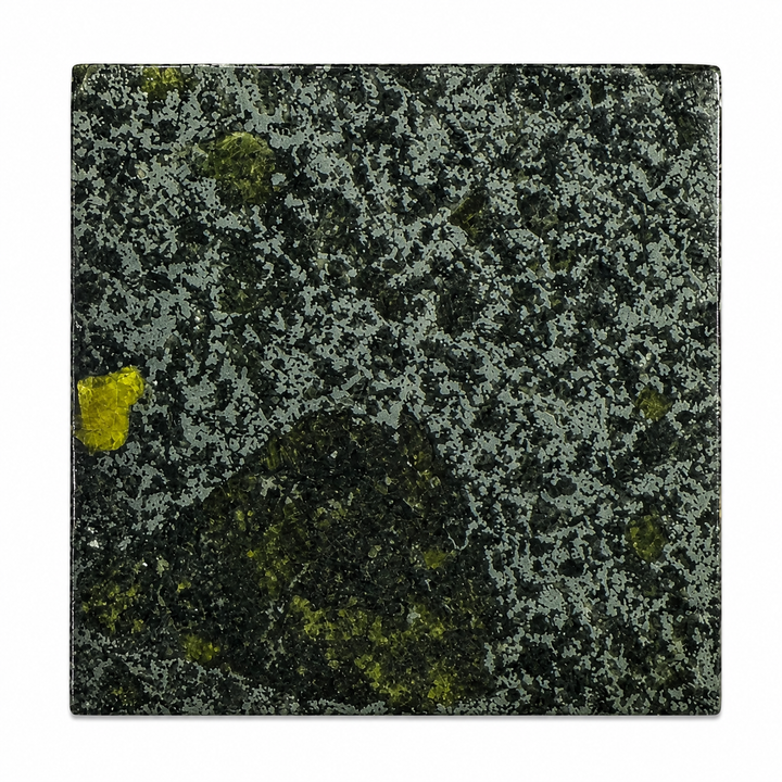 Rare Tanezrouft 091 mesosiderite meteorite specimen from Algeria with polished collector display surface on a white background.
