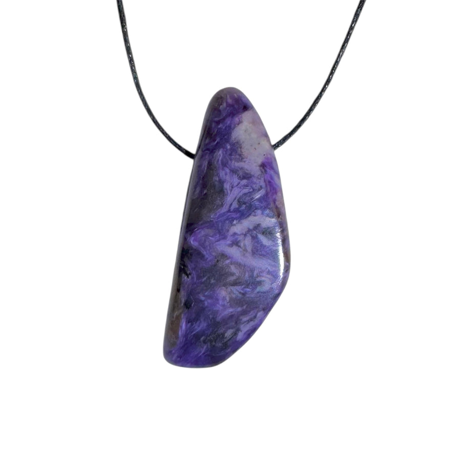GeoFossils Tiffany Stone Drilled Tumble Stone – rare purple and cream crystal from Utah with drilled hole for jewellery, intuition, and spiritual growth.