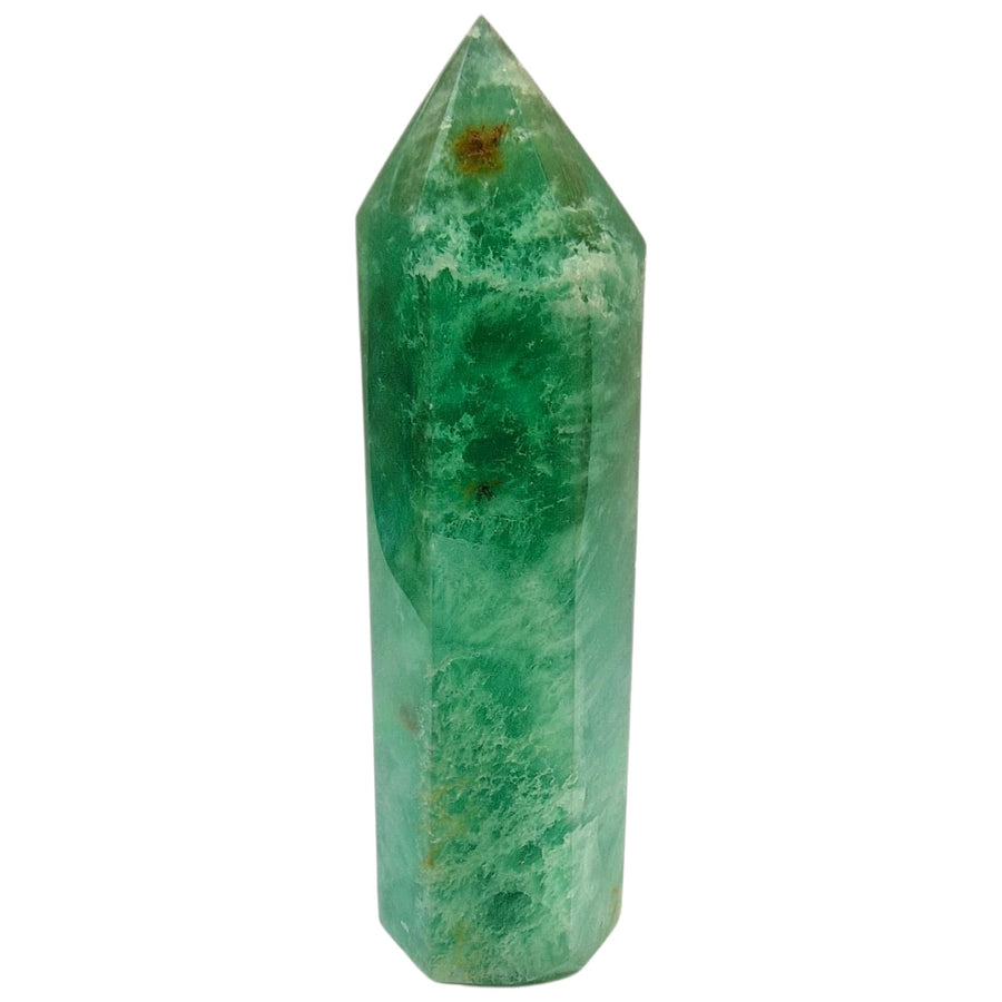 GeoFossils Green Fluorite Tower with Scolecite – Polished Crystal Point with Natural Inclusions for Clarity and Spiritual Calm