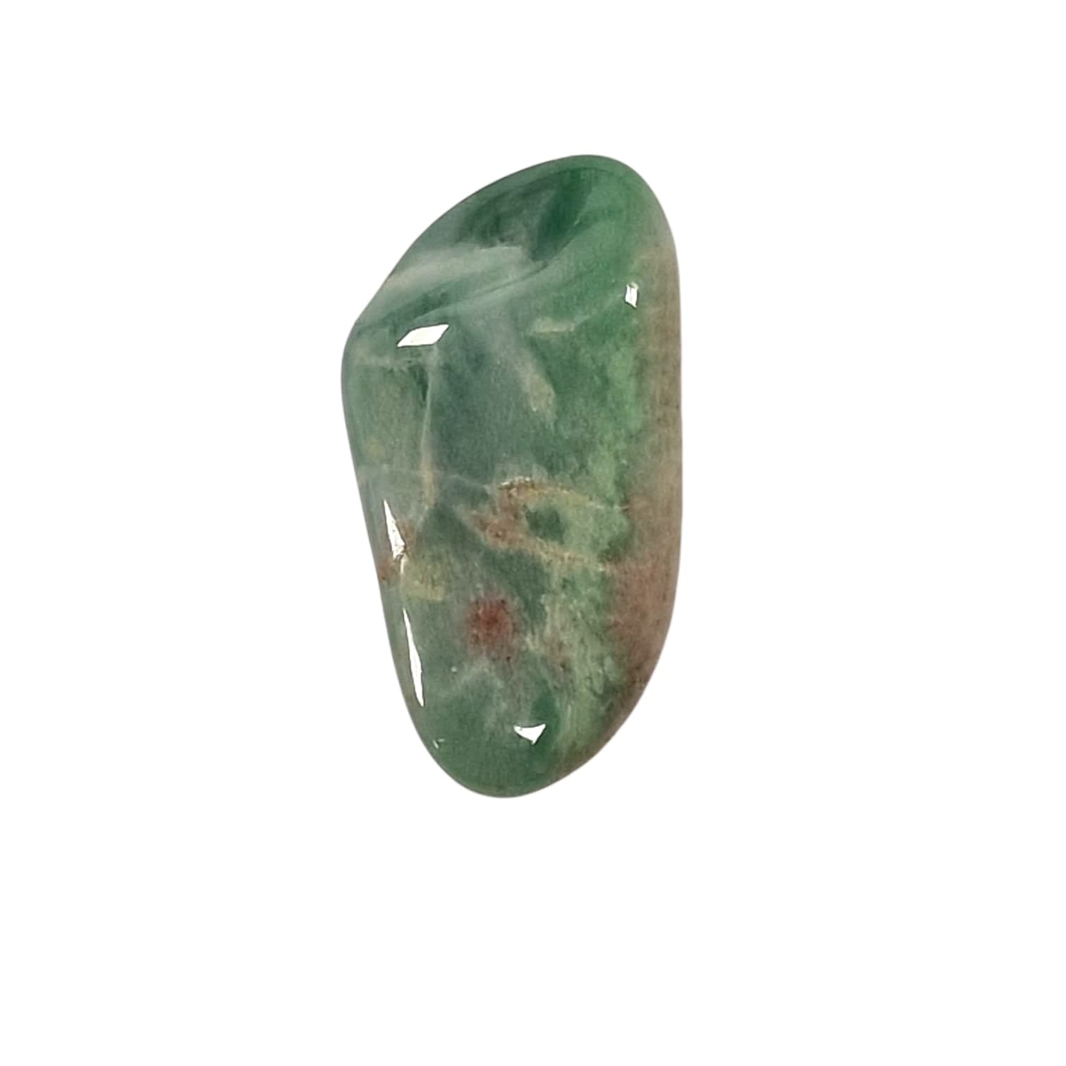 GeoFossils Burma Jade Tumble Stone, a vibrant green jadeite crystal from Myanmar for harmony, abundance, and emotional healing.