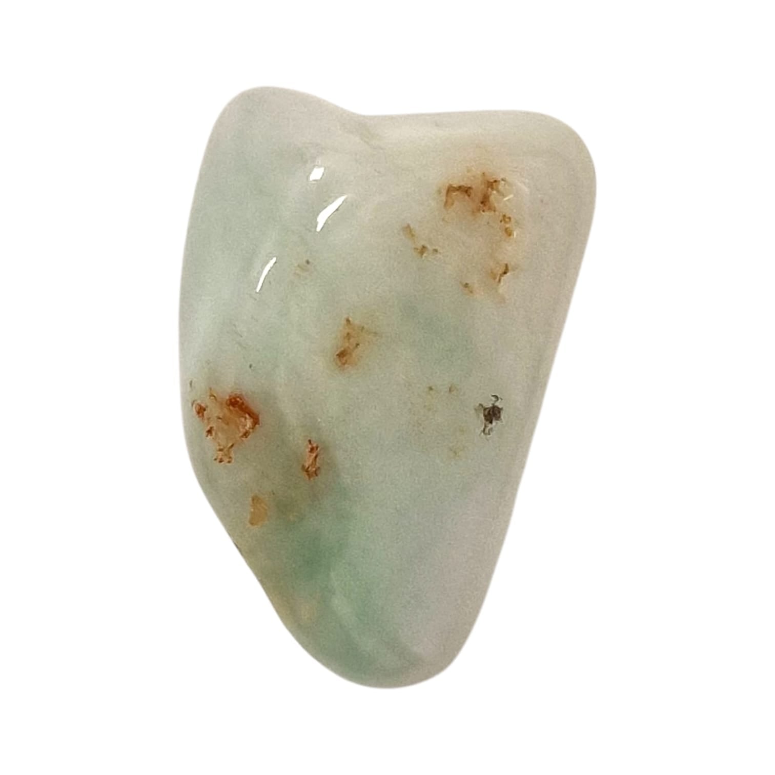 GeoFossils Burma Jade Tumble Stone, a vibrant green jadeite crystal from Myanmar for harmony, abundance, and emotional healing.