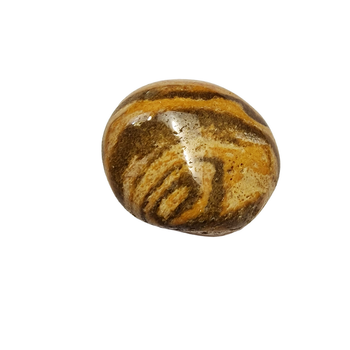 GeoFossils Cappuccino Jasper Tumble Stone – single polished jasper with rich coffee-toned bands and creamy swirls