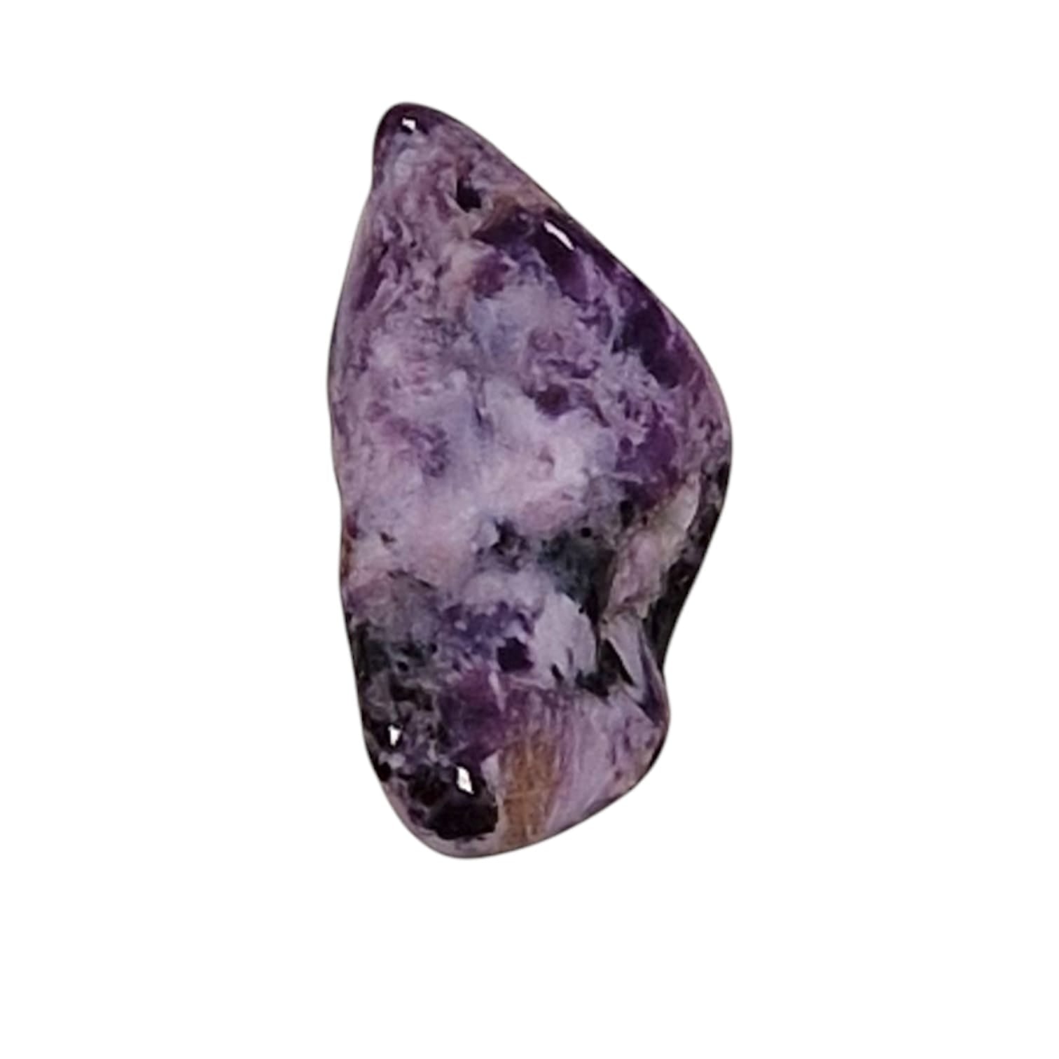 GeoFossils Charoite Tumble Stone, a rare violet and lilac crystal for transformation, emotional healing, and spiritual awakening.