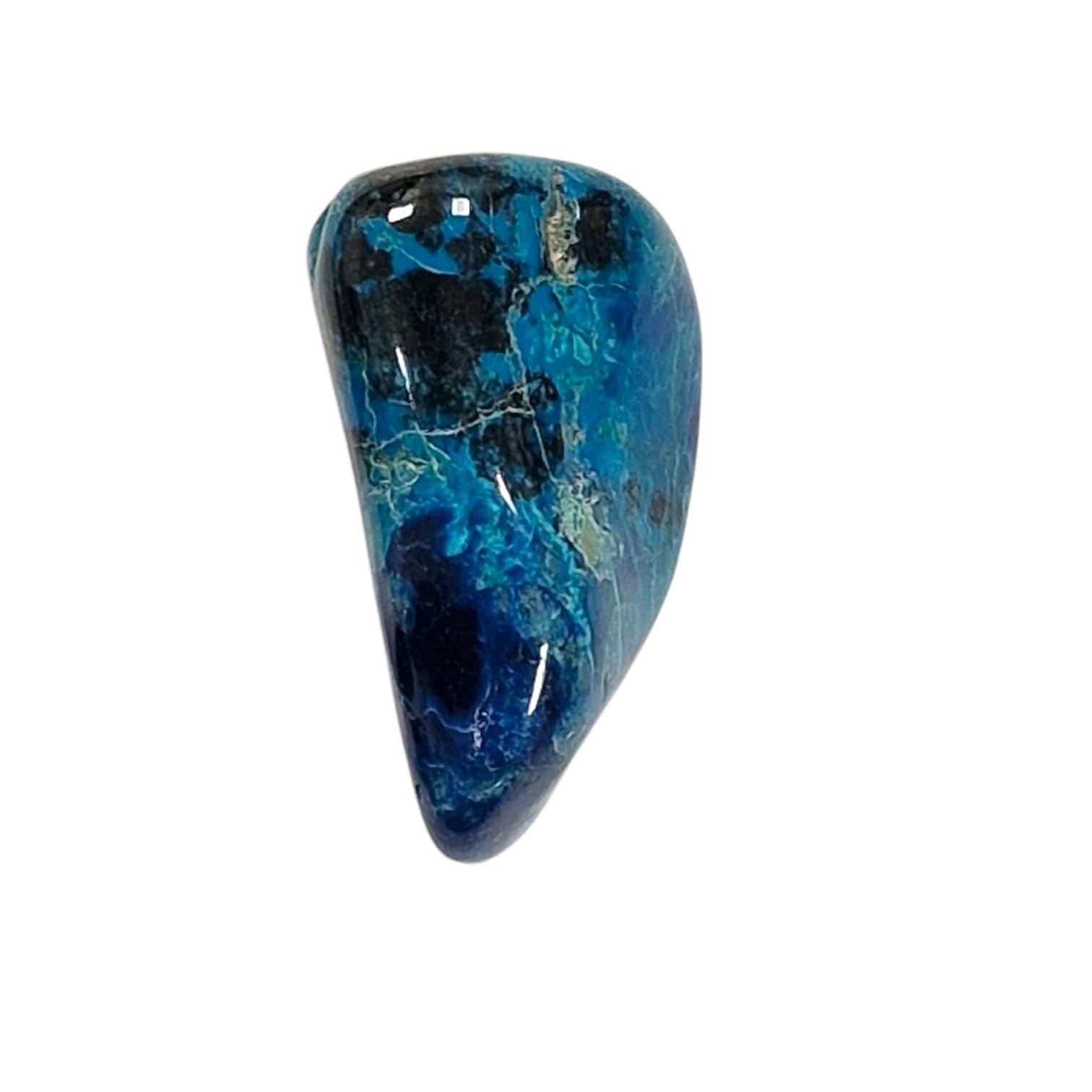 GeoFossils Chrysocolla High Grade Rare Tumble Stone, a vibrant blue-green crystal promoting calm communication, emotional healing, and inner peace.
