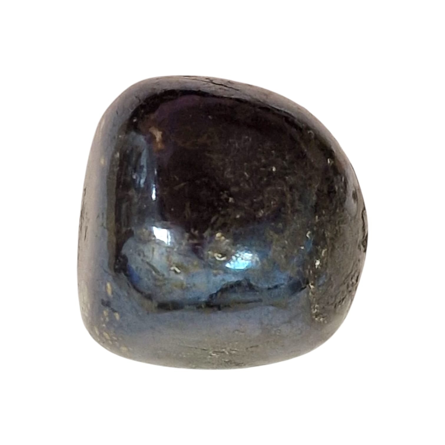 GeoFossils Covellite Rare Tumble Stone, a deep indigo-blue metallic crystal for intuition, spiritual transformation, and emotional clarity.