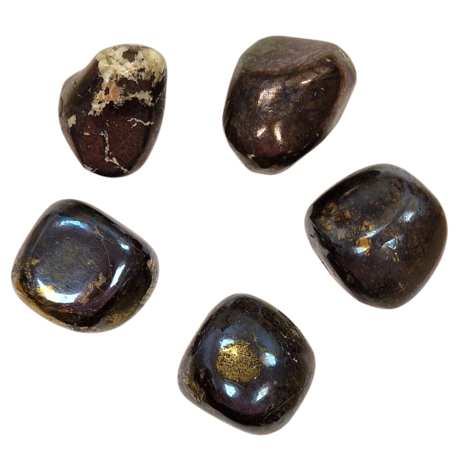 GeoFossils Covellite Rare Tumble Stone, a deep indigo-blue metallic crystal for intuition, spiritual transformation, and emotional clarity.