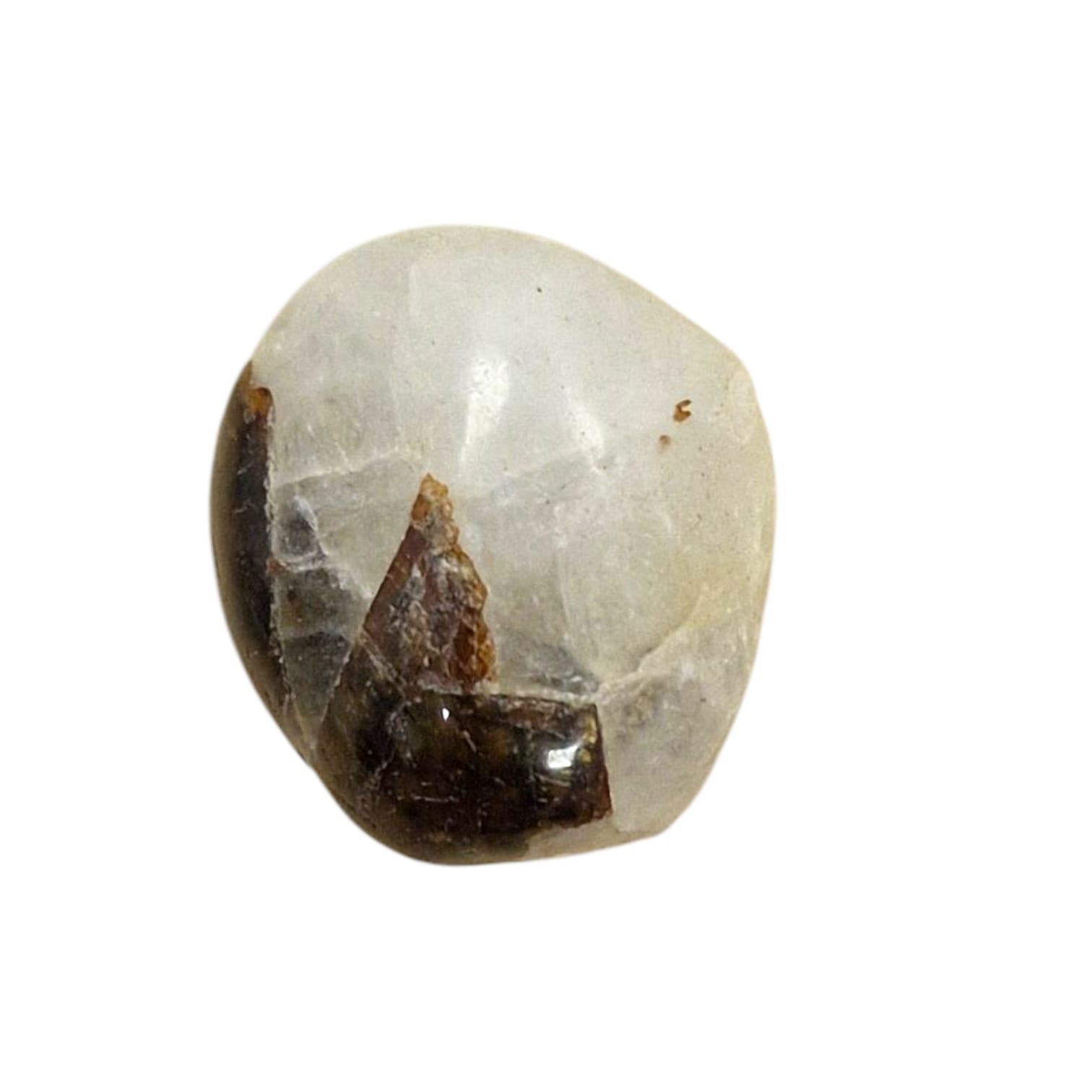 GeoFossils Cryolite Tumble Stone, a rare white crystal from Greenland for clarity, spiritual activation, and higher consciousness.