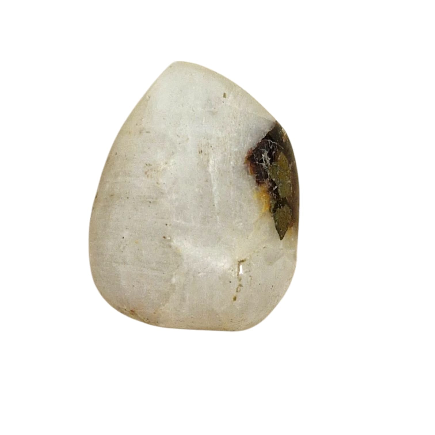 GeoFossils Cryolite Tumble Stone, a rare white crystal from Greenland for clarity, spiritual activation, and higher consciousness.