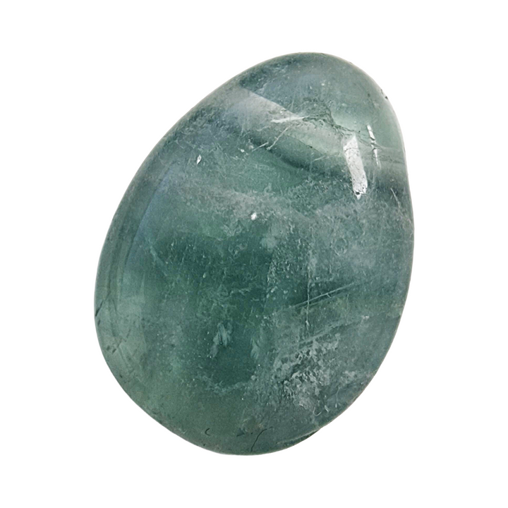 Polished Green Fluorite side-drilled tumble stone, perfect for wire-wrapping, pendants, or energy-focused craft.
