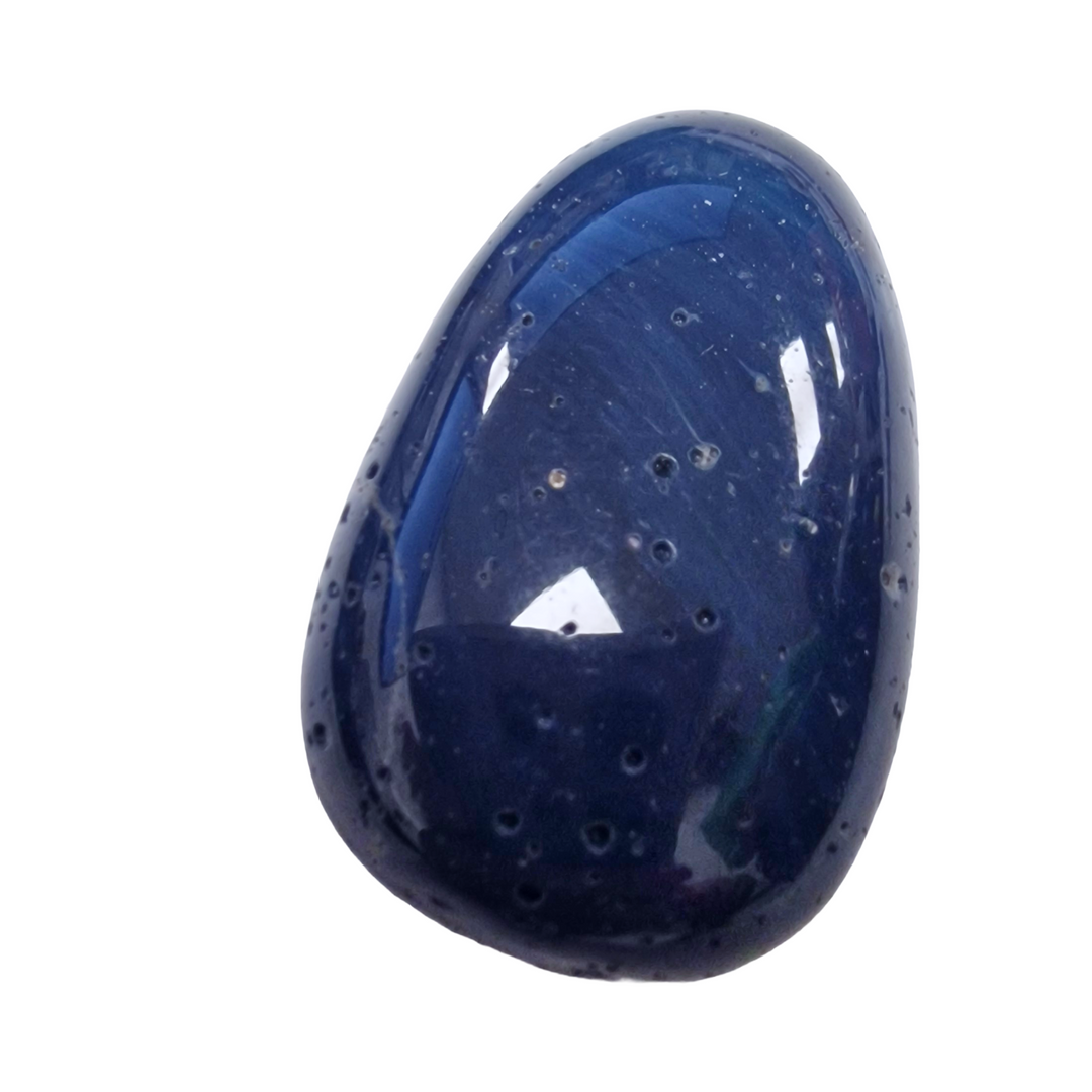 Sieber Agate drilled tumble, hand-polished with banded earthy tones.
