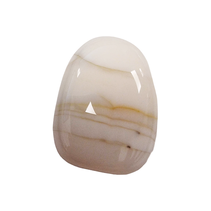 Drilled White Onyx tumble stone, hand-polished for clarity, focus, and spiritual cleansing.